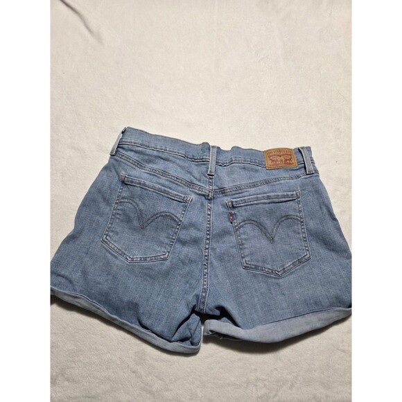 Levi's Women's Mid Length Shorts Size 32 Zip Fly Mid Rise  Blue Denim - Picture 2 of 13